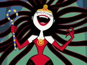 Sedusa como Reina de Egipto con el amuleto, cetro y tiara místicos.