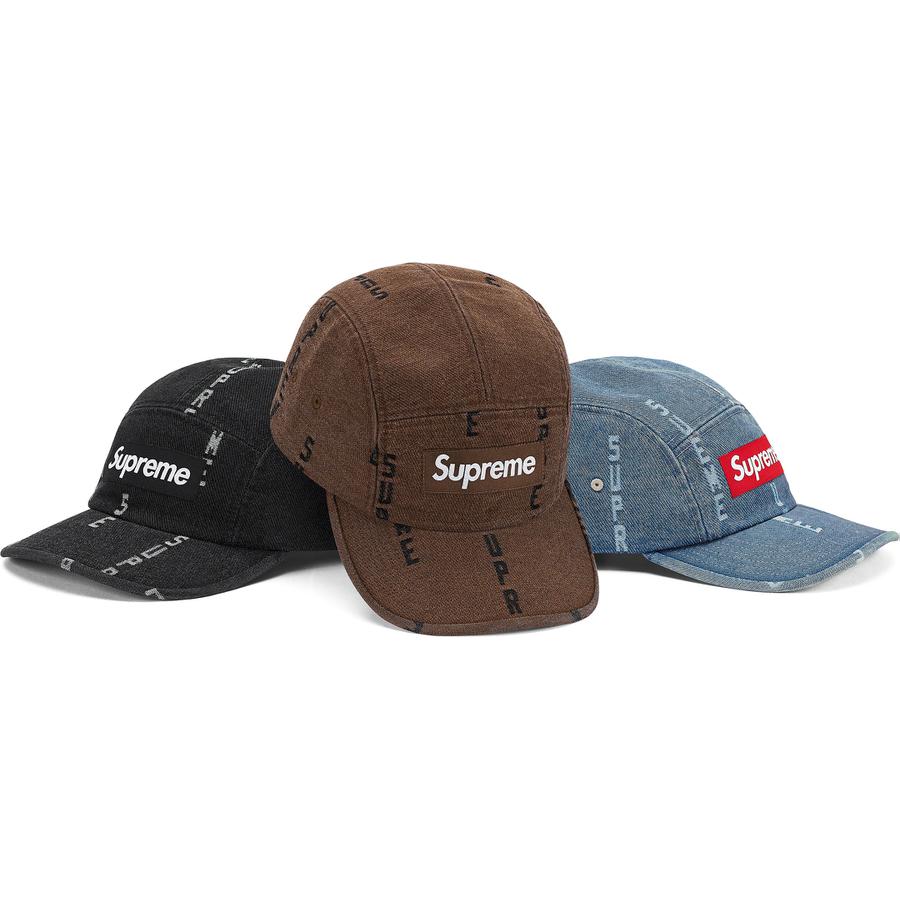 Supreme Logo Stripe Denim Camp Cap