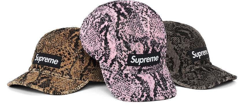 Supreme black top corduroy camp cap
