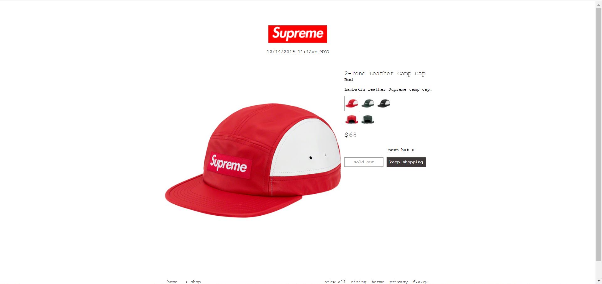 2-Tone Leather Camp Cap | Supreme Camp Cap Wiki | Fandom