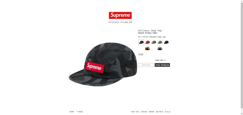 Supreme Military Camp Cap FW19 'Red Tribal Camo