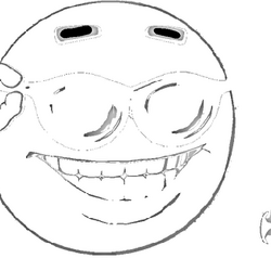 Surreal black and white image with trollface