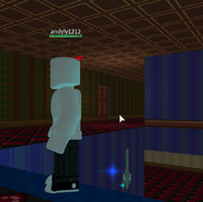 A player (taking role as Murderer) receiving damage from standing too close to the gun.