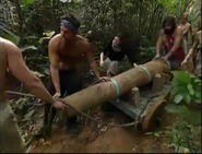 Drake competes in the first Immunity Challenge, Cannon Carry.