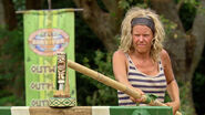 Sunday competes in the Immunity Challenge, With a 10 ft Pole.