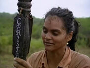 Sandra with Christa's torch.