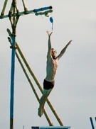 Adam competes in the Reward/Immunity Challenge, Beyond the Wheel.