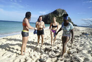 Sarah, Zeke, Andrea, and Cirie by the shore.