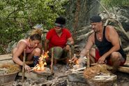 Sandra watches Elizabeth competing against Rob on the Island of the Idols.