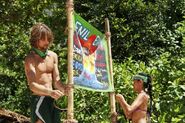 Erik and Brenda plant the flag.