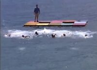 The tribe competing in a Reward Challenge.