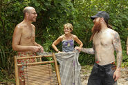 Matt talks with Dawn and Michael in the new Bikal tribe.