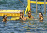 Soko competing in the fifth Immunity Challenge, Rice Race.