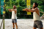 The Merged Tribe competing in the second Reward/Immunity Challenge of the fifteenth cycle.