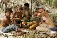 The Nakúm tribe in their shelter. (Guatemala)