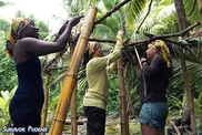 Stephannie building the shelter at Hiki.