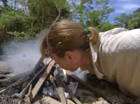 Gretchen fire 1.jpg (93 KB) Gretchen making fire for the first time in Survivor history.