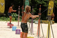 The Merged Tribe competing in the first Reward/Immunity Challenge of the fourteenth cycle.
