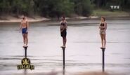 The final three of Le Retour des Héros at the Final Immunity Challenge.