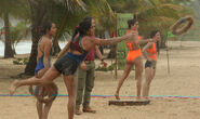 Gabriela and Yuriko competing for Banda in the fourth Advantage and Punishment Challenge.