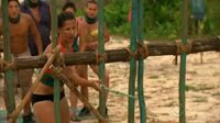 Kelly attempting to get the key in the first Immunity Challenge of the season, Quest for Fire.