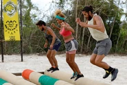 The Merged Tribe competing in the last Reward Challenge.
