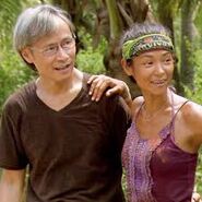 Brenda with her father Raymond, listening to the instructions of the Loved Ones Challenge.