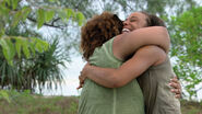 Tasha hugging her cousin, Christina.