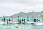 The tribes start the challenge in Survivor 42.