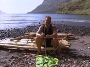 Robert making his kite.