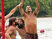 Rupert competes in the Reward Challenge, Basket Brawl.