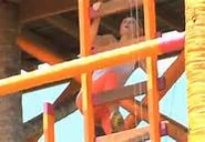 Julia at the first Immunity Challenge, It's a Long Way to the Top.