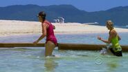 Tina competes with Laura B. in the first post-swap Immunity Challenge, Buoy Oh Buoy.