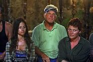 Yve at Tribal Council with Jimmy J. and Jill.