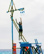 Denise competes in the Reward/Immunity Challenge, Beyond the Wheel.