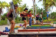 Aitutonga competes in the fourth individual Immunity Challenge, Cannonball Run.