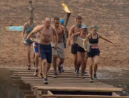 Kucha competes in the first Immunity Challenge, Bridging the Gap.