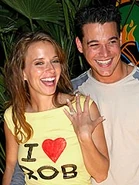 Amber at the Reunion Show, showing off her new ring.