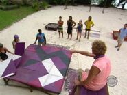 Malakal competes in the first Immunity Challenge after the switch, A Stone's Throw.