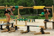 Leones competing in the Reward Challenge, Chopstix.