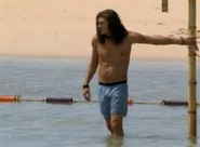 Malcolm in the first Reward Challenge, Water Slaughter.
