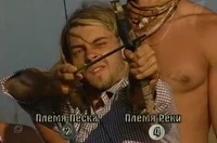 Samir competing for Sand in the fifth tribal Reward Challenge, Choose Your Weapon.