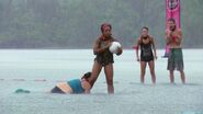 Tasha competes against Kimmi in Basket Brawl.