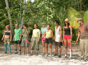 Jessica with the new Aitutaki tribe after the Tribe Dissolve.