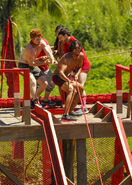 Devon competing in the first Immunity Challenge, Tracks of My Tears.