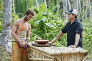 Eddie buying a bowl of peanut butter that can be shared by the whole tribe.