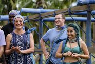 Wendy with Rick, Reem, and Keith at the first Immunity Challenge.