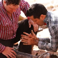 Gavin attempts to start a fire.