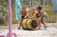 The Angkor tribe competing in Survivor: Cambodia.