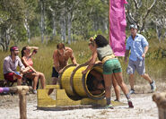 Angkor competes in the fifth Reward Challenge, In the Barrel.
